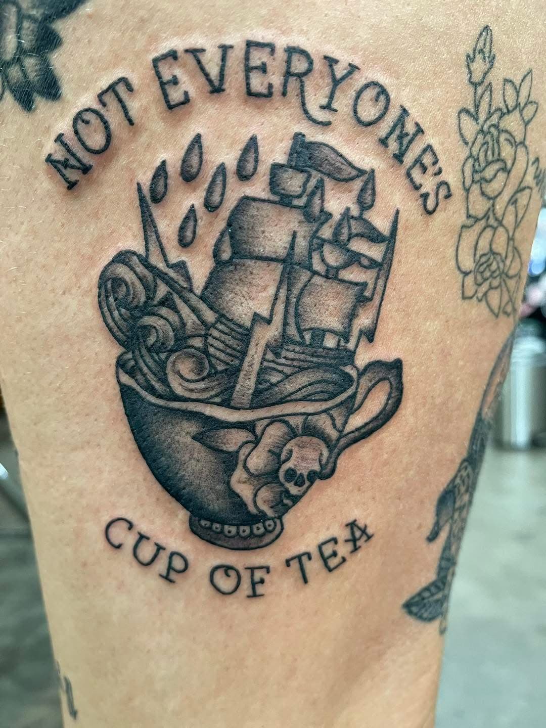 Cup of stuff — tattoo by @sean_e_bones
